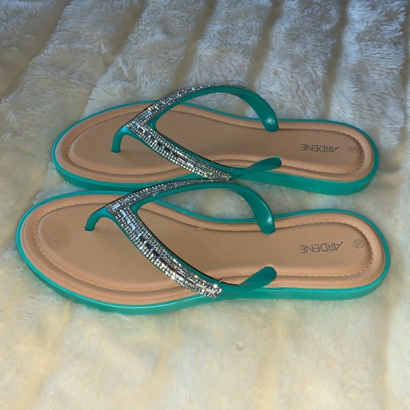 Green sparkly flip flops sandals size 9.5 or 10 - Picture 8 of 8